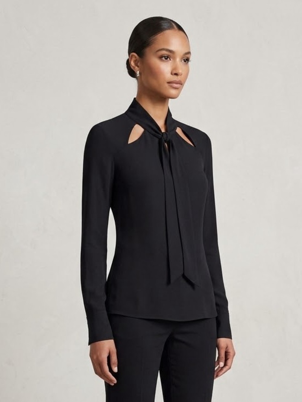 Bec + Bridge Black Tie Neck Long Sleeve Blouse Top 2